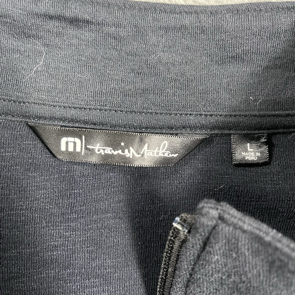 Travis Mathew Book Club 1/4-Zip Golf Pullover Sweater Mens Large Navy Blue Blend - Picture 2 of 9